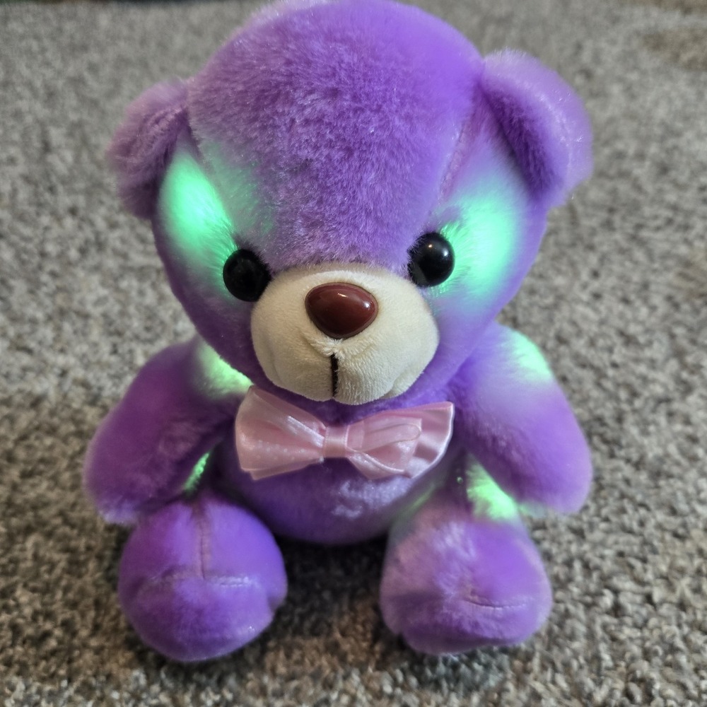We Will Color Change Light Purple 8" Teddy Bear Plush Stuffed Animal Toy WORKS